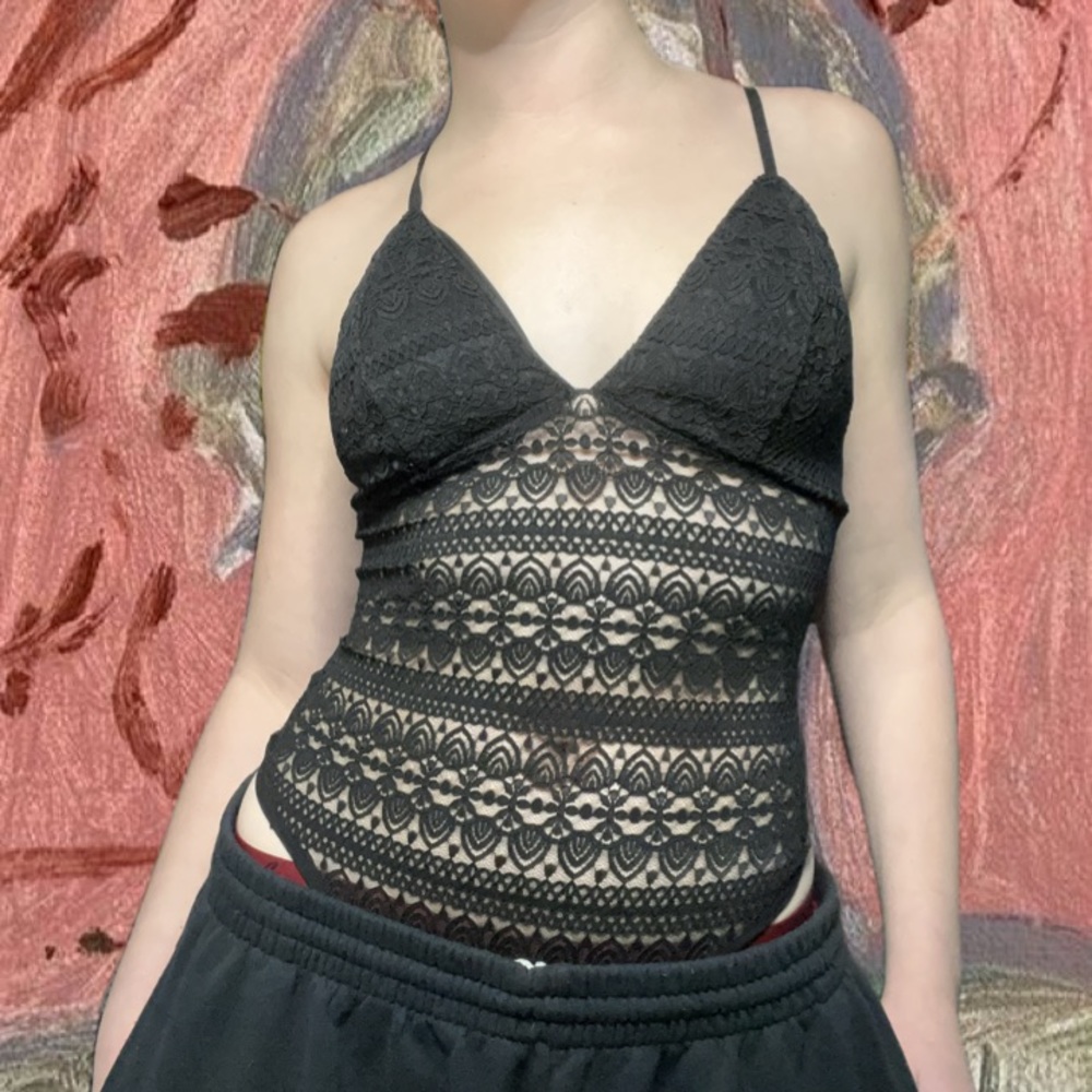 Black lace bozzolo bodysuit